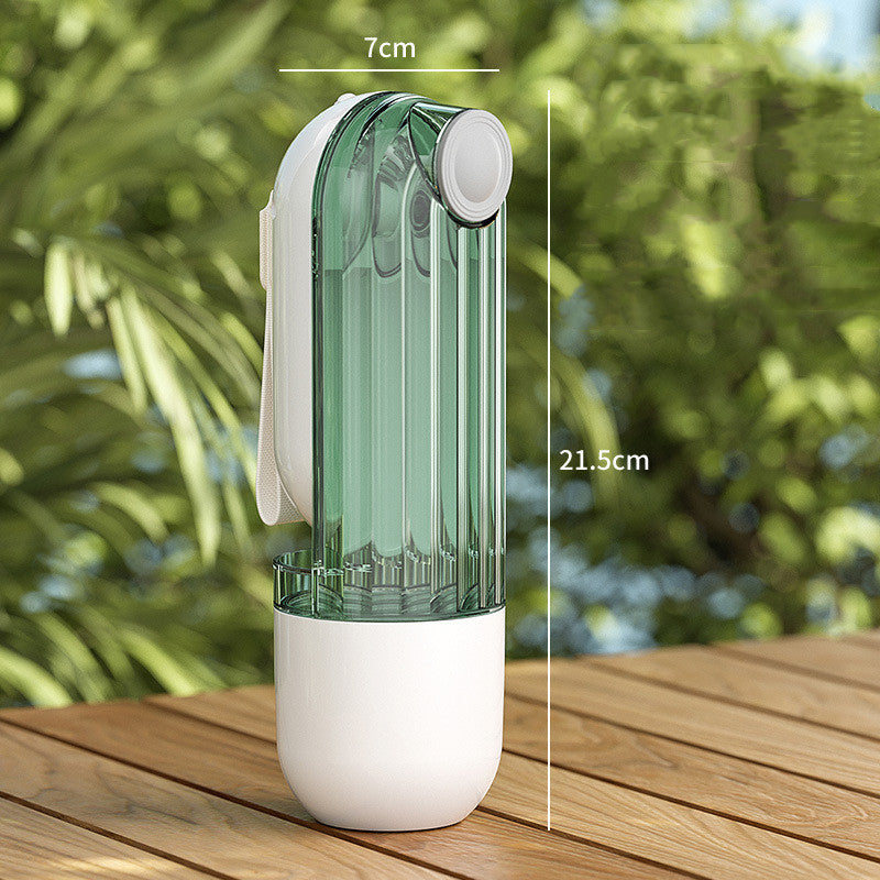 2 In 1 Pet Water Cup Segment Design Green Dog Walking Portable Drinking Cup Dog Feeding Supplies Pet Supplies Dog Walking Water Feeder Pets Products Green