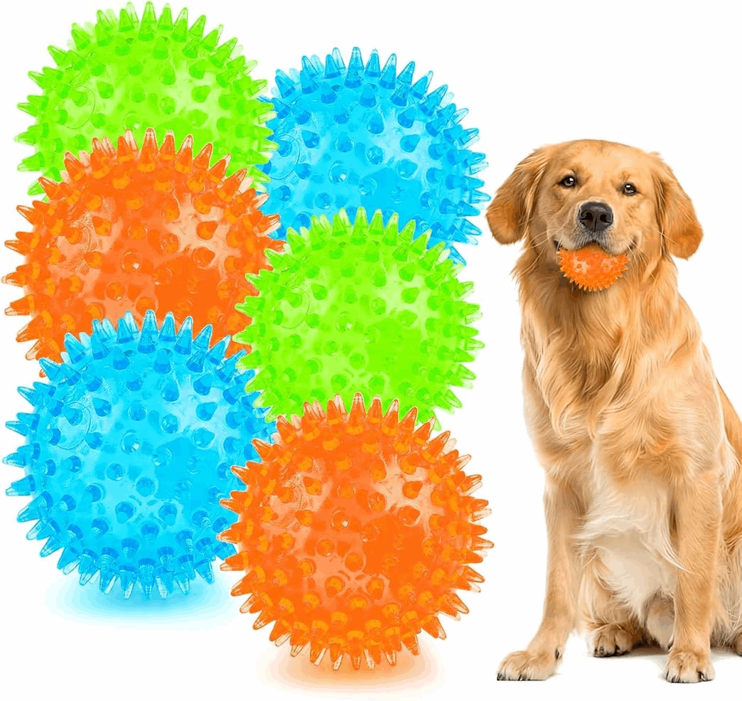 2.5” Squeaky Interactive Dog Balls for Puppy Teething Chew Toys for Small Dogs for Clean Teeth and Training 6pcs