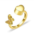Gold Heart & Butterfly Ring Ashes Adjustable Size