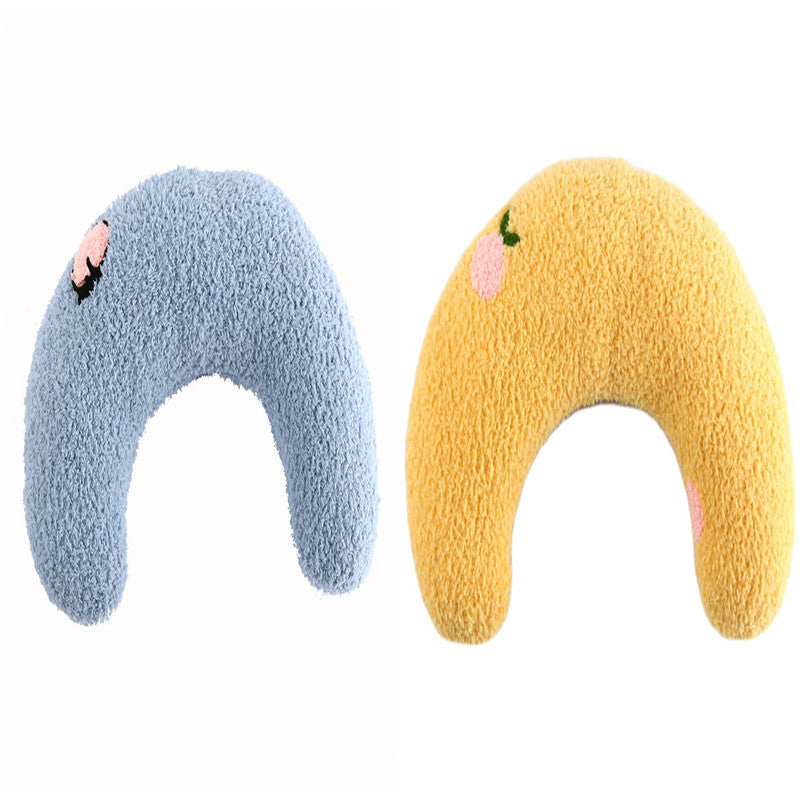 Little Pillow For Cats Fashion Neck Protector Deep Sleep Puppy U-Shaped Pillow Pets Pillow Kitten Headrest Dog Sleeping Pillow Pet Products Blue and yellow 2PCS