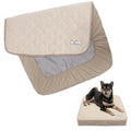 Paw Inspired Waterproof Fitted Cover for Dog Bed | Washable Bed Protector for Dog Mattress | Removable Replacement Cover for Small to Medium Pet Bed (Beige 34 x 23 x 5 Inch) Beige 34 x 23 x 5 Inch