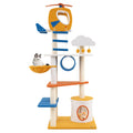 70 Inch Tall Aviation-themed Cat Tree with Helicopter Top Perch and Platforms-Yellow Default Title