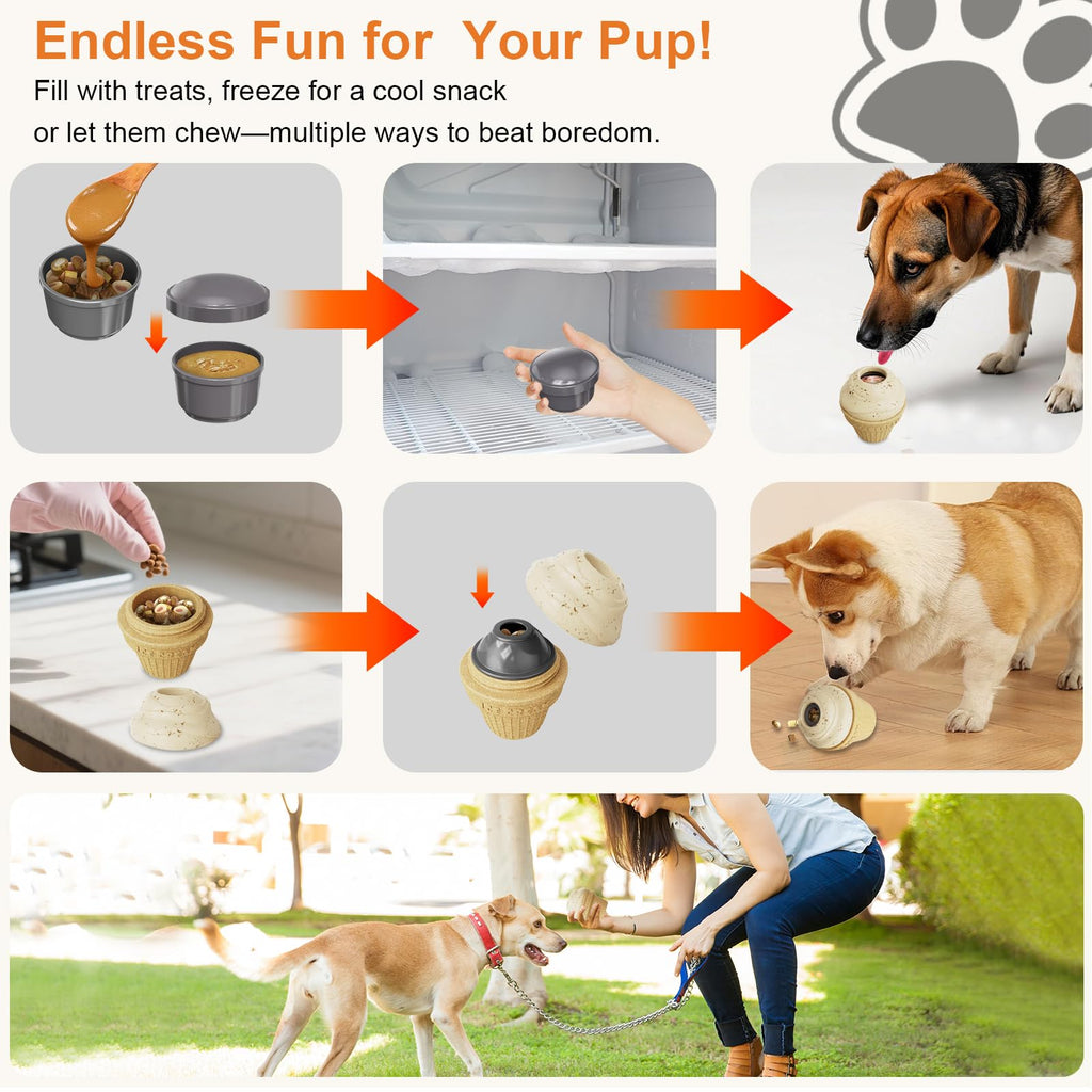 hwnguJ Durable Freezable Ice Cream Dog Toy for Aggressive Chewers