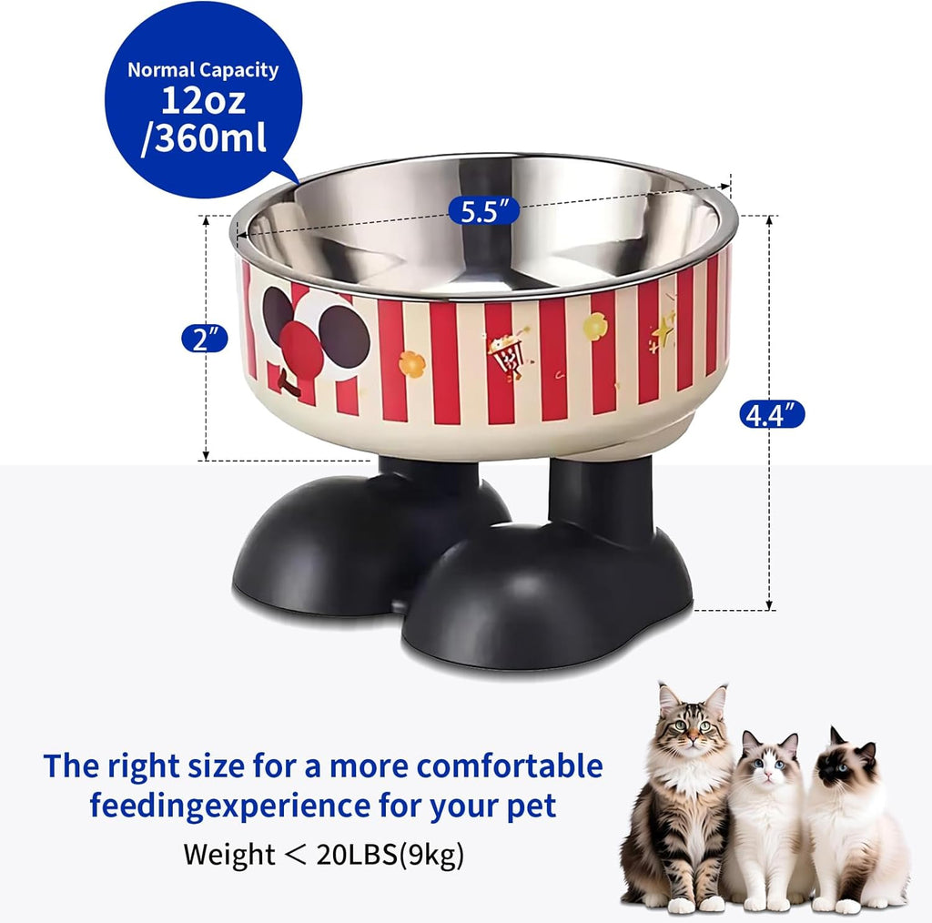 Striped Elevated Stainless Steel Pet Bowl