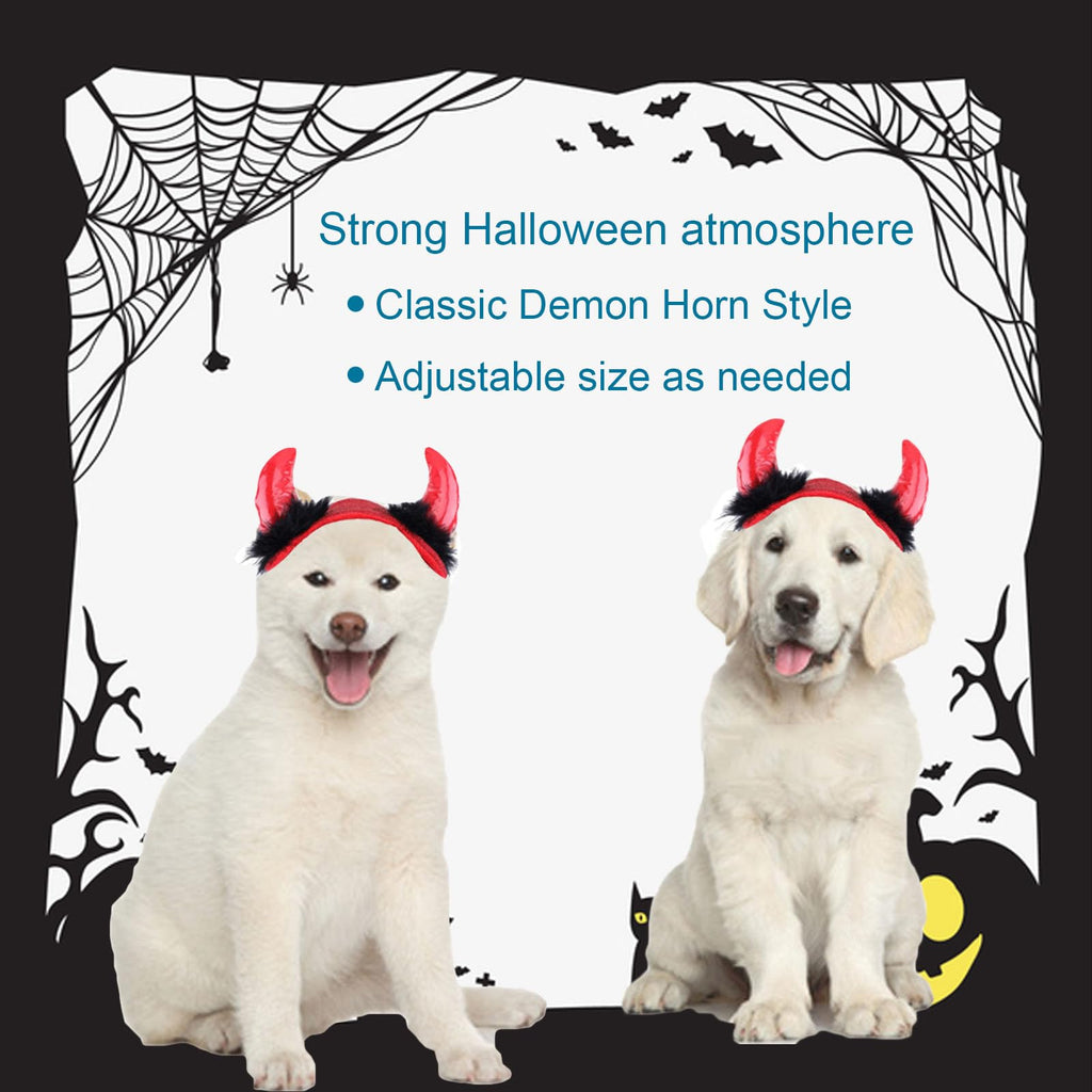 ABLAZEZAI Pet Halloween Devil Horn Headband Adjustable Red Size Large