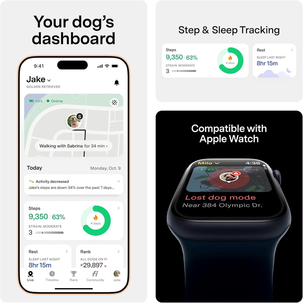 Fi Mini GPS Tracker for Dogs Lightweight Waterproof Smart Pet Tracker