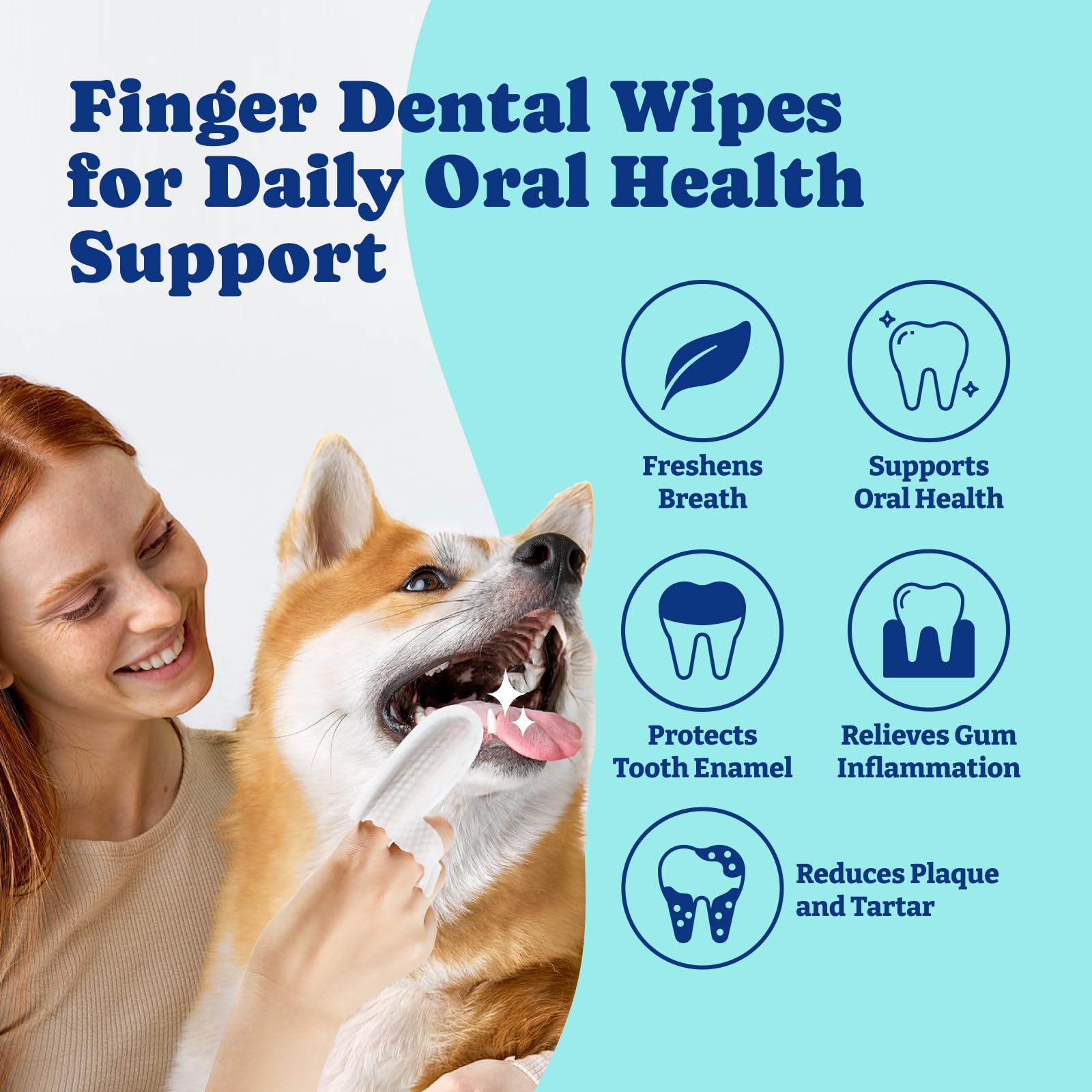 YoYoBay Dog Teeth Cleaning Wipes Dual-Sided Herbal Formula 50 PCS Unflavored