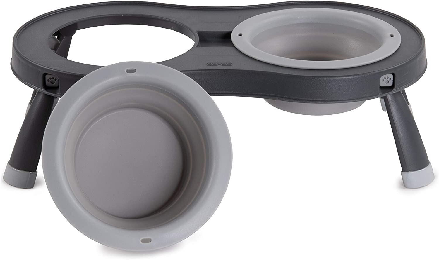 Dexas Popware Double Elevated Pet Feeder Gray 4 cups