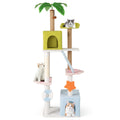 71 Inch Cat Tree Multi-Level Aesthetic Beach-Themed Kitten Tower-Colorful Default Title