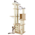 71 Inch Tall Cat Tree Wooden Cat Tower with Cozy Perch Condo Space Capsule-Natural Default Title
