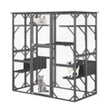 71 Inches Tall Outdoor Wooden Cat House with Weatherproof Asphalt Roof-Gray Default Title