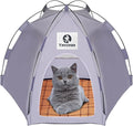 Yanvega Cat Tent Cat Beds for Indoor Cats Pet Supplies, 23.6" × 23.6" × 16.8" Cat Pop Up Tent Collapsible Cat House Cat Cave Outdoor, No Assemble Required High Elastic Frame with Ground Nail （Gray）