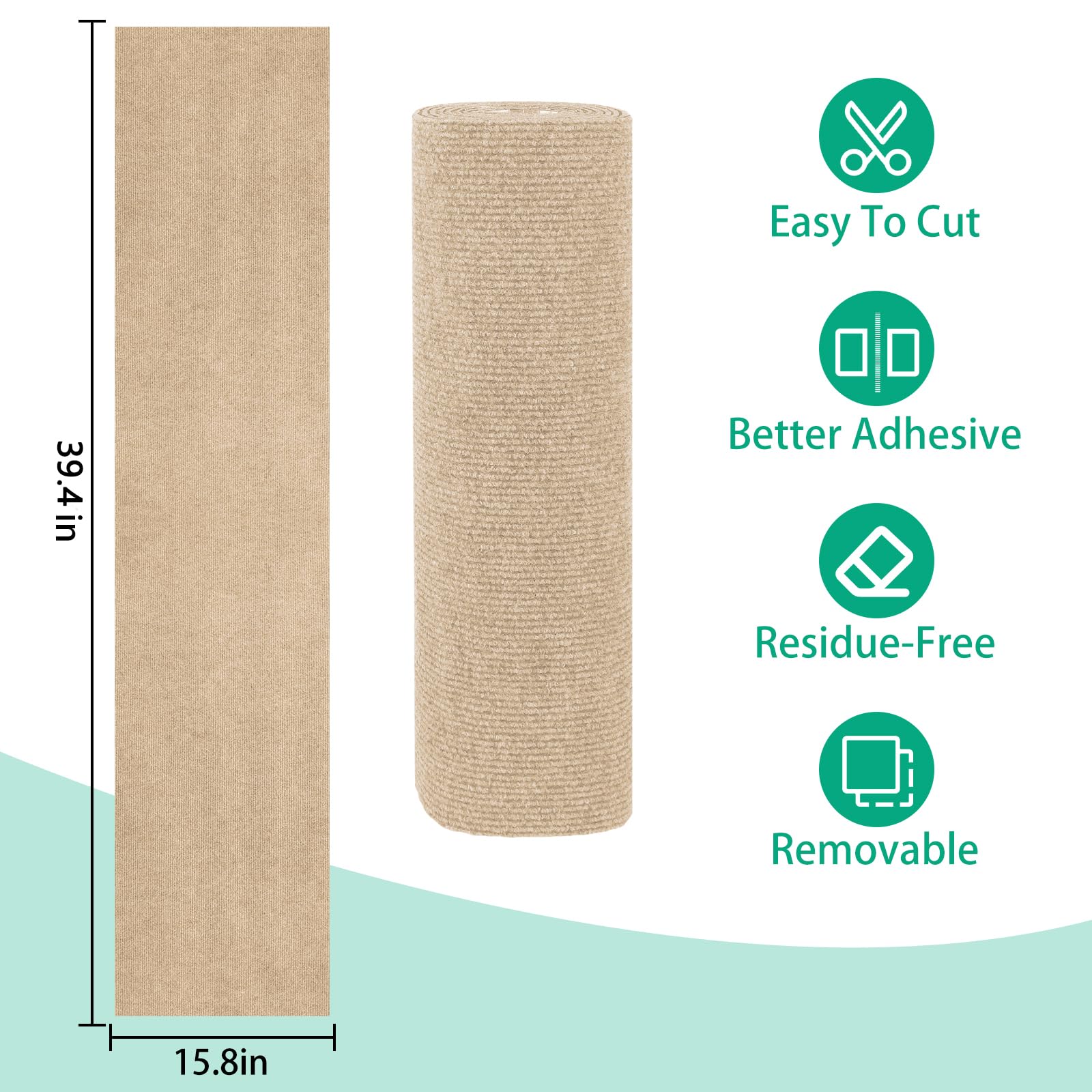 YITMOYM Trimmable Cat Scratcher Mat 39.4x15.8in Self-Adhesive Felt Fiber