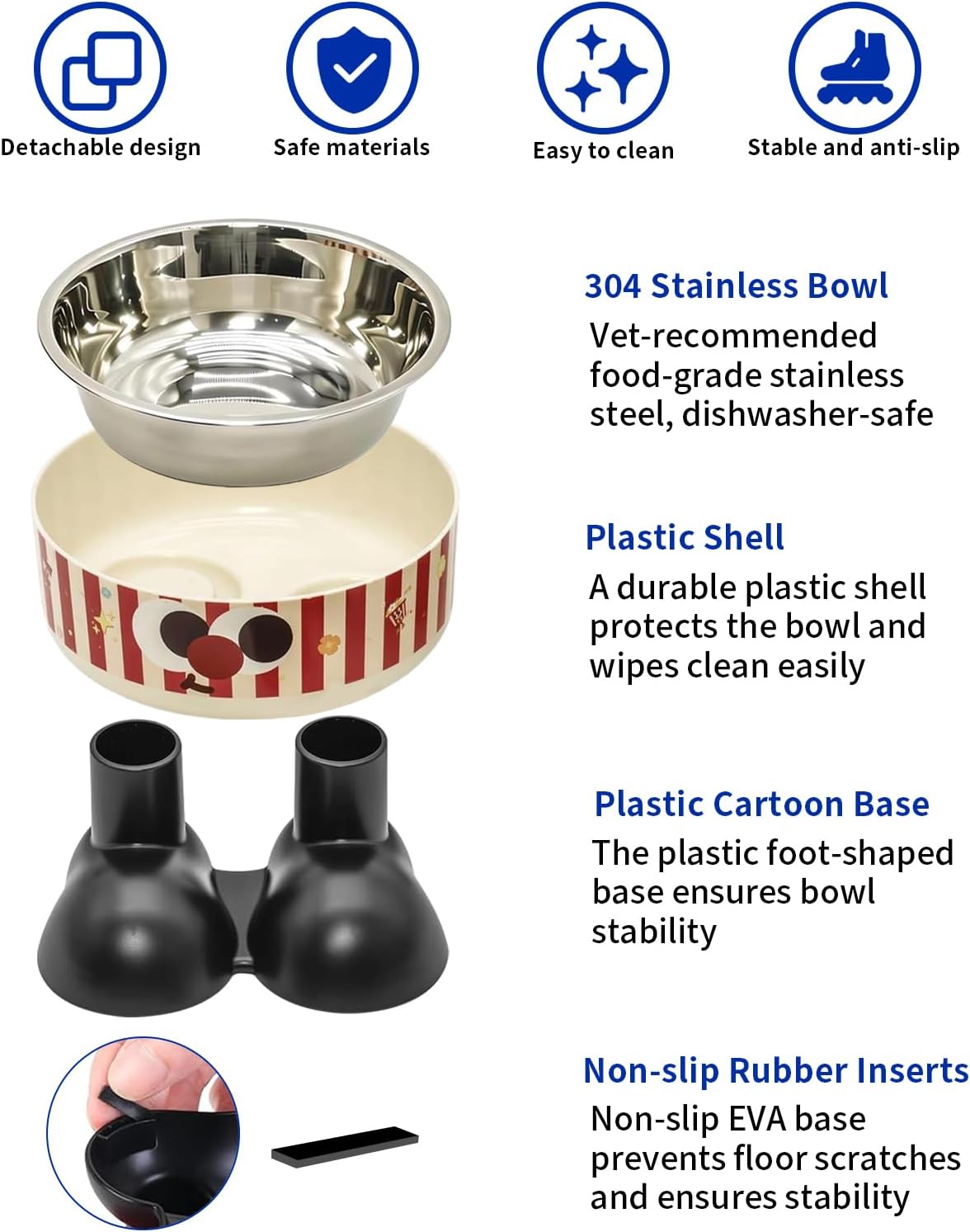 Striped Elevated Stainless Steel Pet Bowl