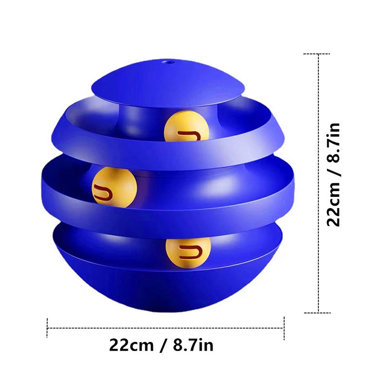 3 Layers Cat Toy Interactive Tower Turntable Toys Cat Turntable Toys With Ball Pet Training Tumbler Toy Cat Accessories Blue