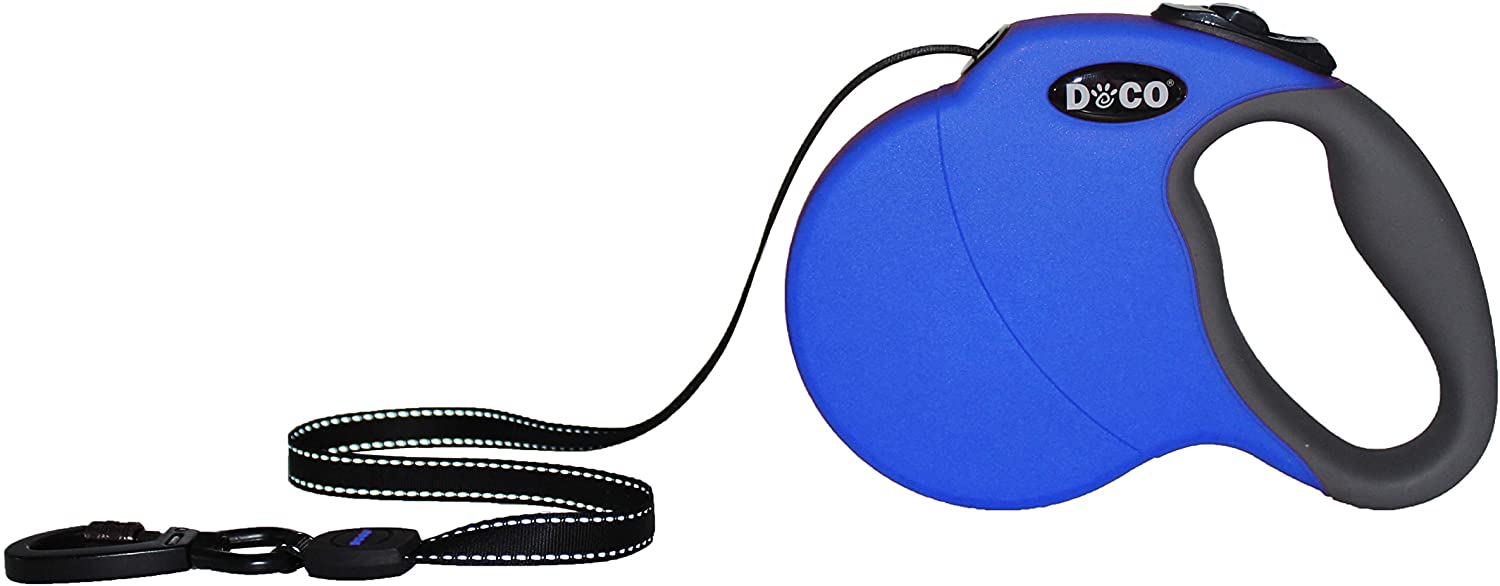 Dog Retractable Leash - Reflective Large - Blue