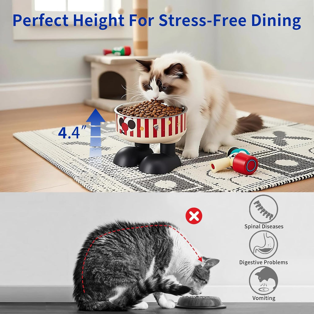 Striped Elevated Stainless Steel Pet Bowl