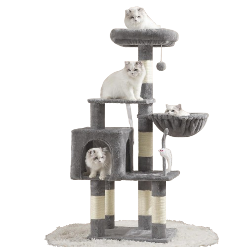 Cozy Cat Tree for Small Cats with Plush Hammock Gray