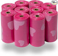 Best Pet Supplies Dog Poop Bags (150 Bags) for Waste Refuse Cleanup, Doggy Roll Replacements for Outdoor Puppy Walking and Travel, Leak Proof and Tear Resistant, Thick Plastic - Pink Heart