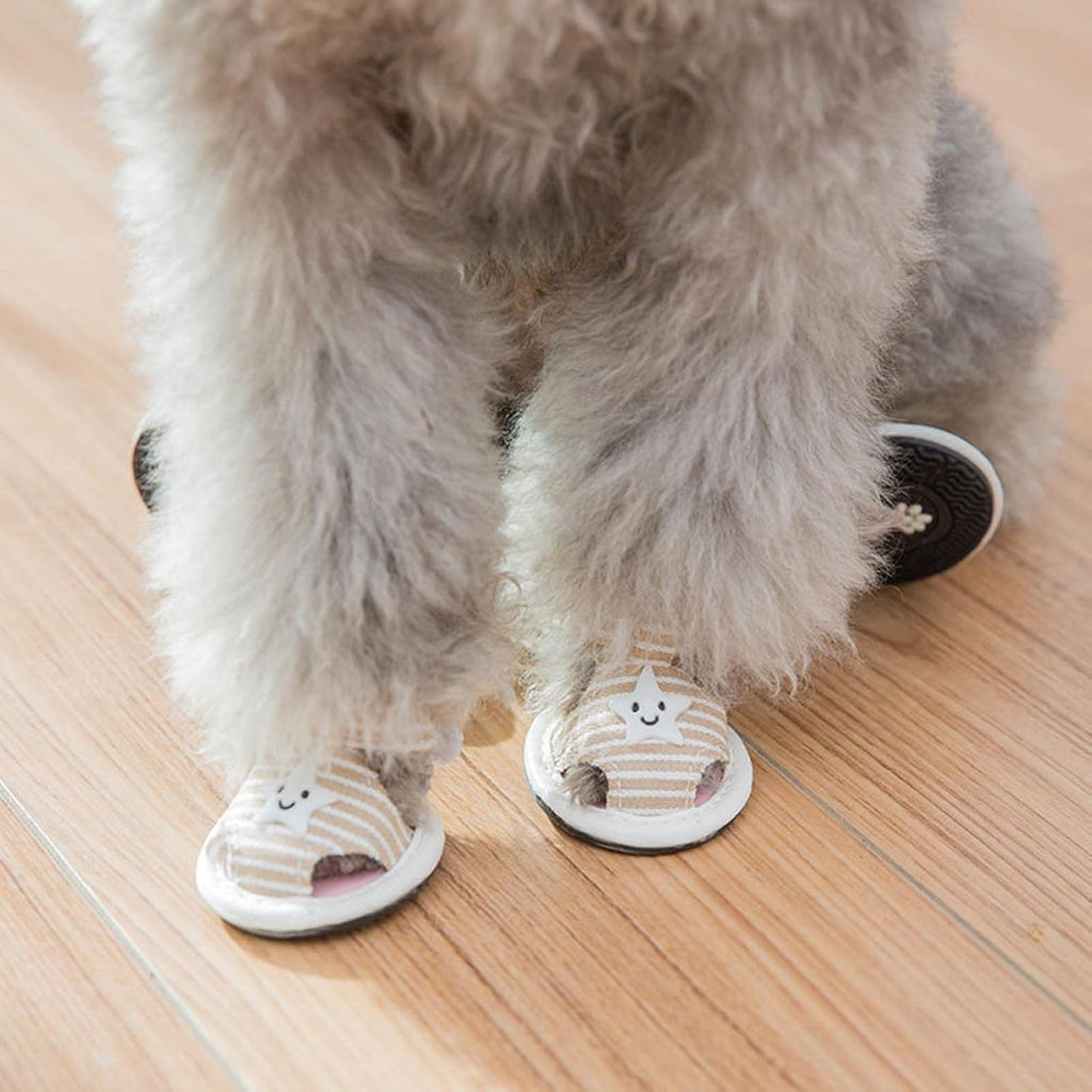 Striped Dog Sandals Anti-Slip Soft Puppy Shoes Adjustable Velcro Breathable Pet Footwear for Small Dogs