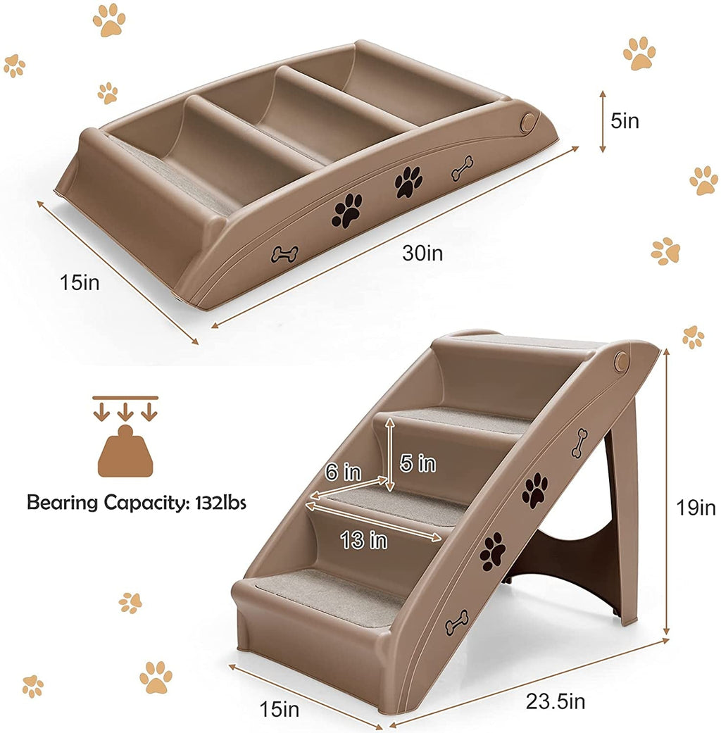 Collapsible Plastic Pet Stairs 4 Step Ladder for Small Dog and Cats
