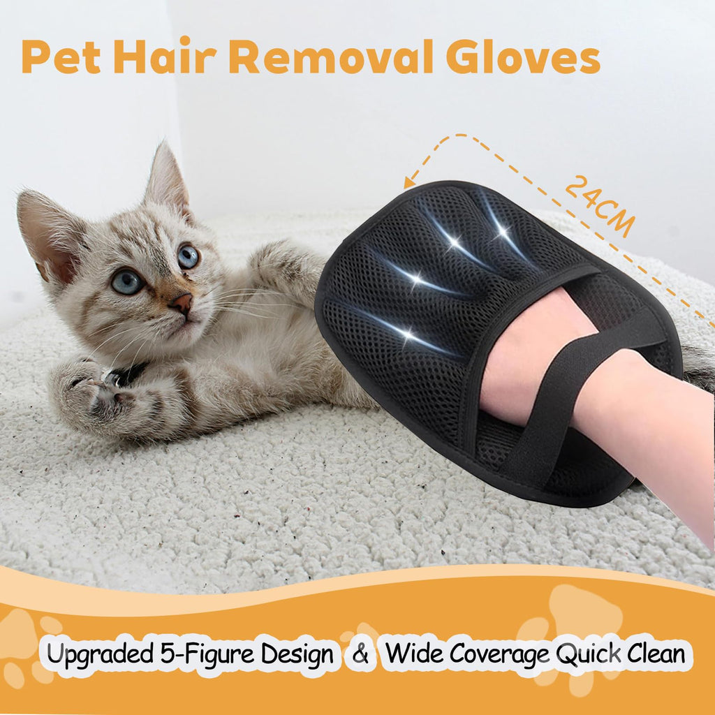 Kinhzrude Pet Hair Remover Gloves, Electrostatic, Reusable, 2 Pack