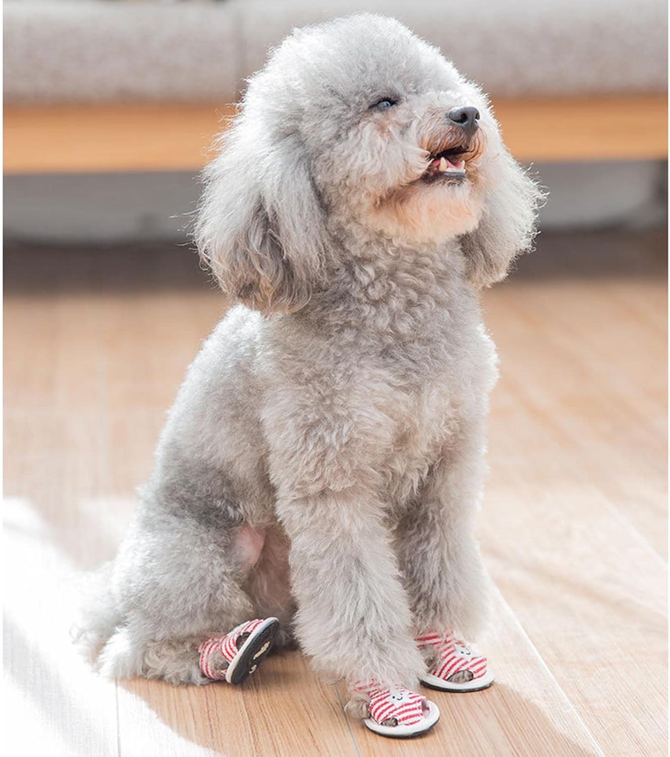 Striped Dog Sandals Anti-Slip Soft Puppy Shoes Adjustable Velcro Breathable Pet Footwear for Small Dogs