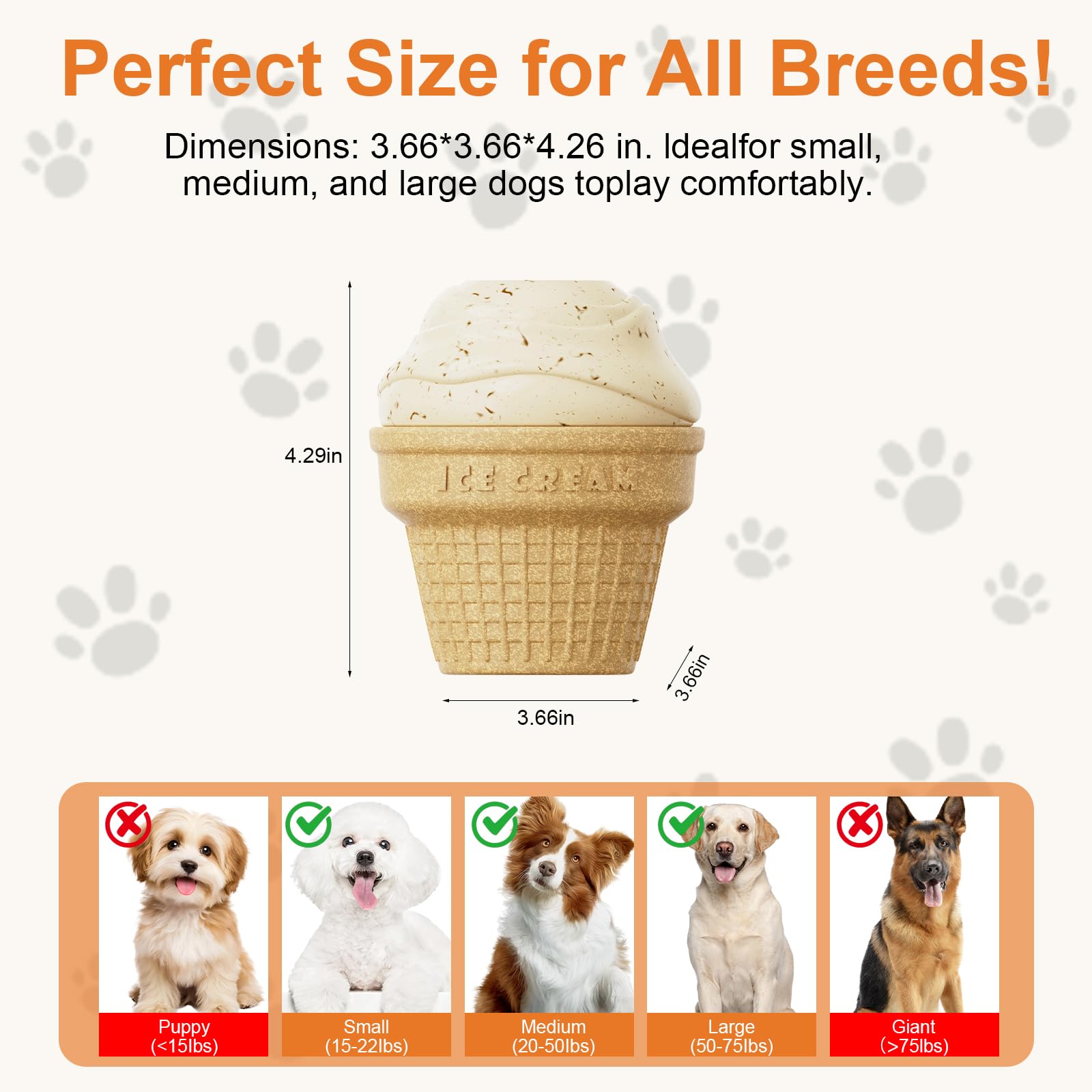 hwnguJ Durable Freezable Ice Cream Dog Toy for Aggressive Chewers