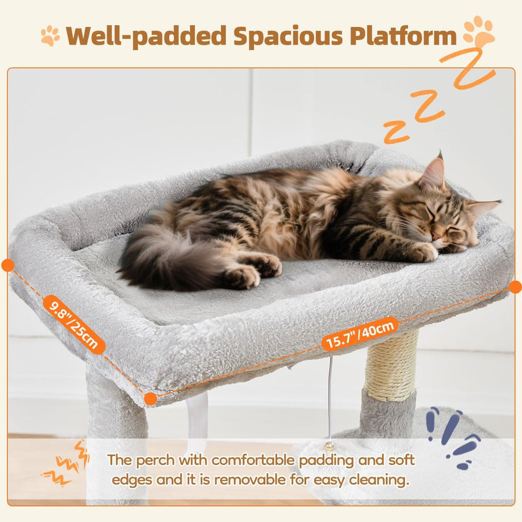 38-Inch Cat Tree for Indoor Cats | Kitten Tower with Condo, Hammock & Perch