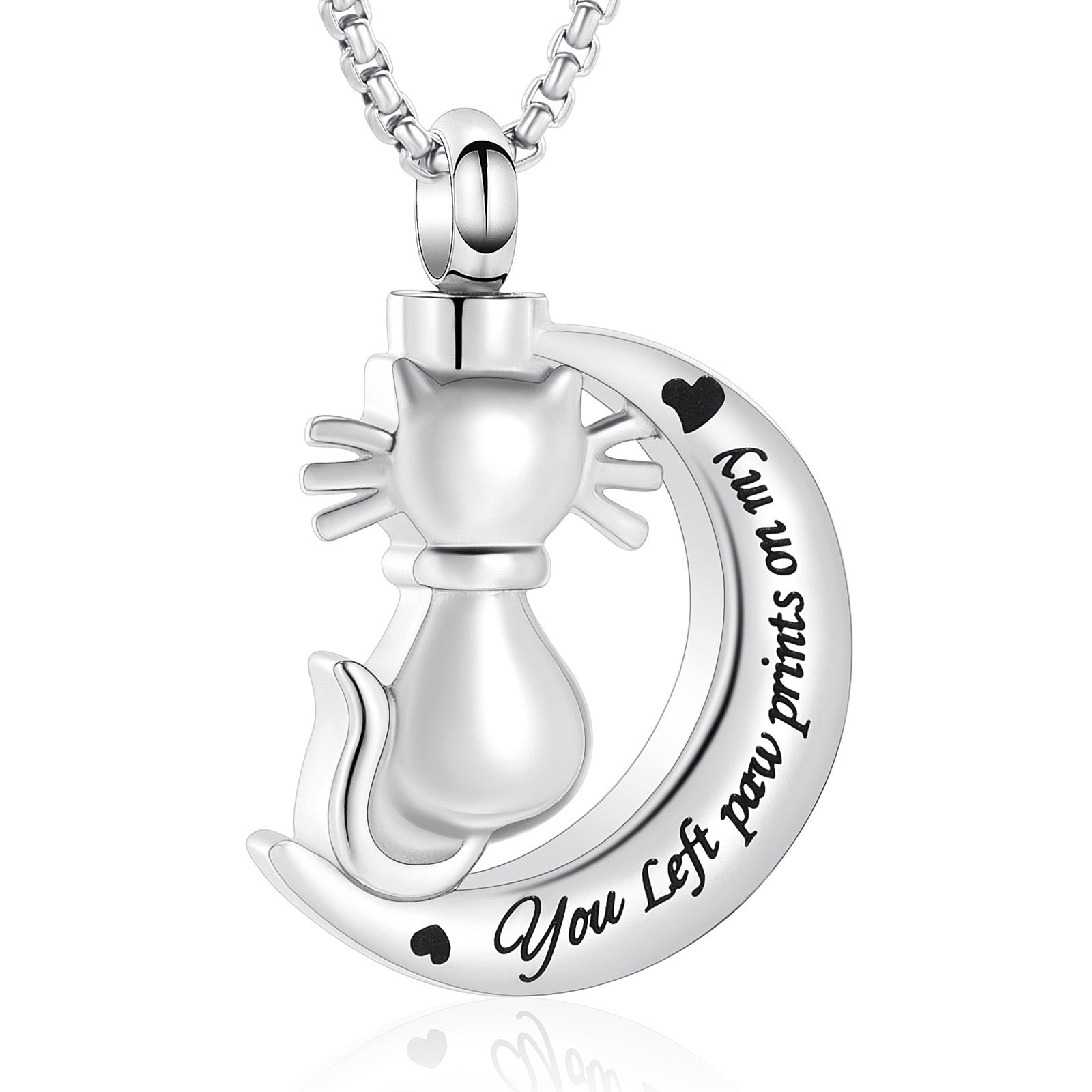 Pet Cat Half Moon Cremation Necklace Pendant