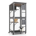 72 Inch TallWooden Cat House with Weatherproof Asphalt Roof-Gray Default Title