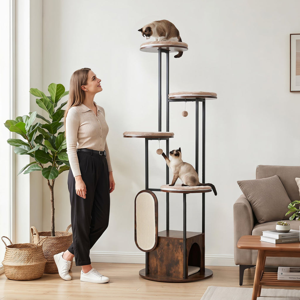 72-Inch Multi-Level Cat Tree with Condo and Perches