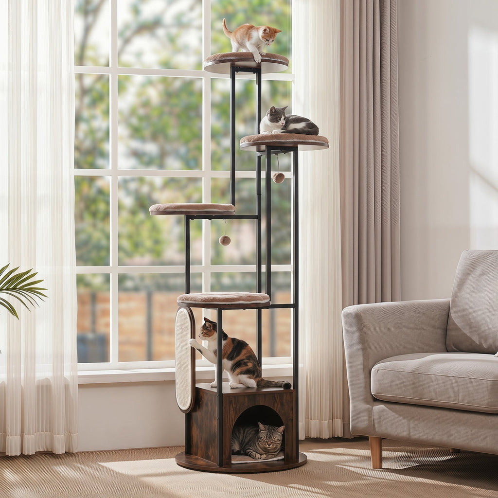 72-Inch Multi-Level Cat Tree with Condo and Perches