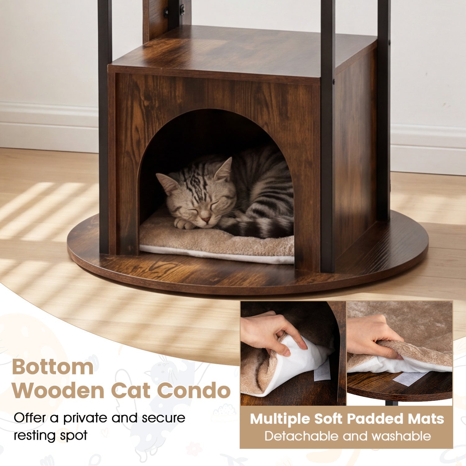 72-Inch Multi-Level Cat Tree with Condo and Perches