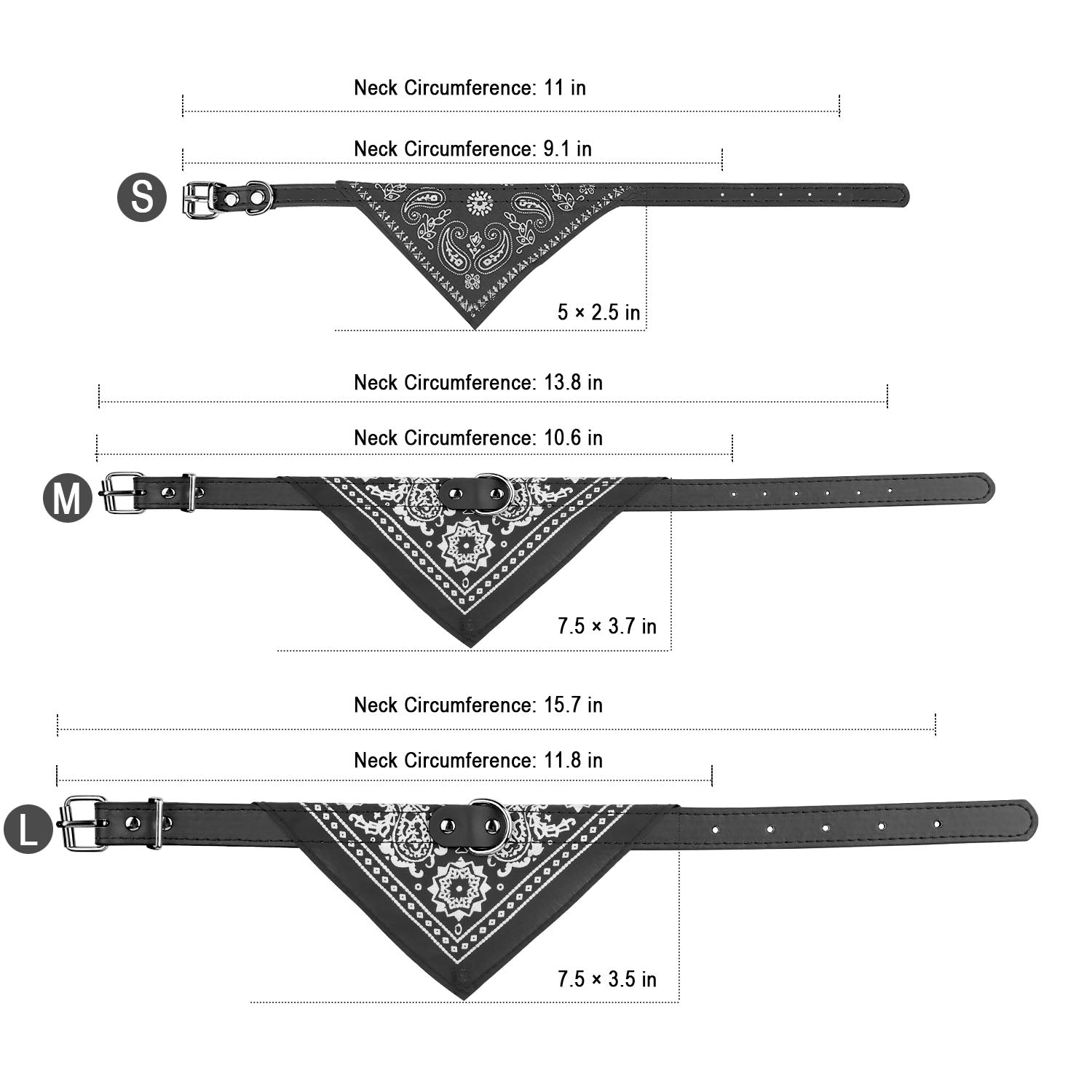 Adjustable Bandana Leather Pet Collar Triangle Scarf