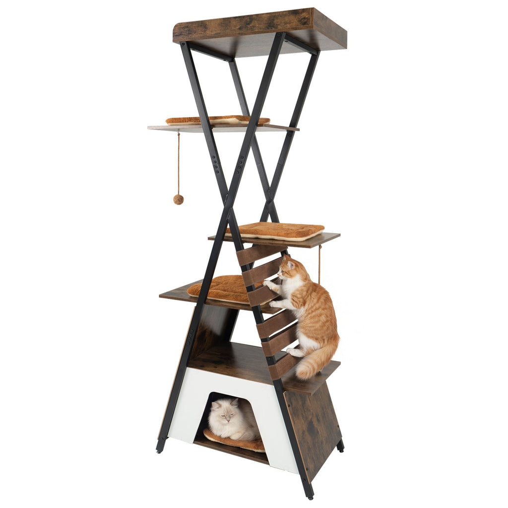 73 Inch Multi-level Cat Tree for Indoor Cats with Elevated Perch and Large Condo