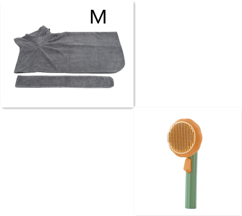 New Pet Cat Brush Hot Selling Hand-held Steel Wire Self-cleaning Comb Looper For Hair Removal Green Grey M