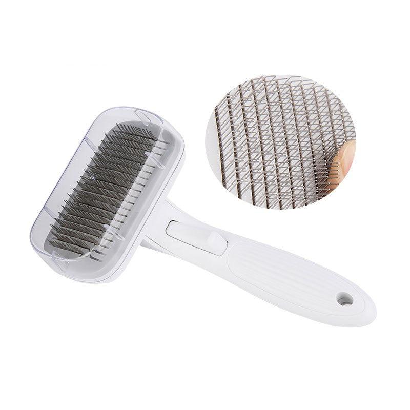Luxury Pet Grooming Tool: Automatic Hair Brush Remover For Dogs And Cats Fine Needle Comb Grey