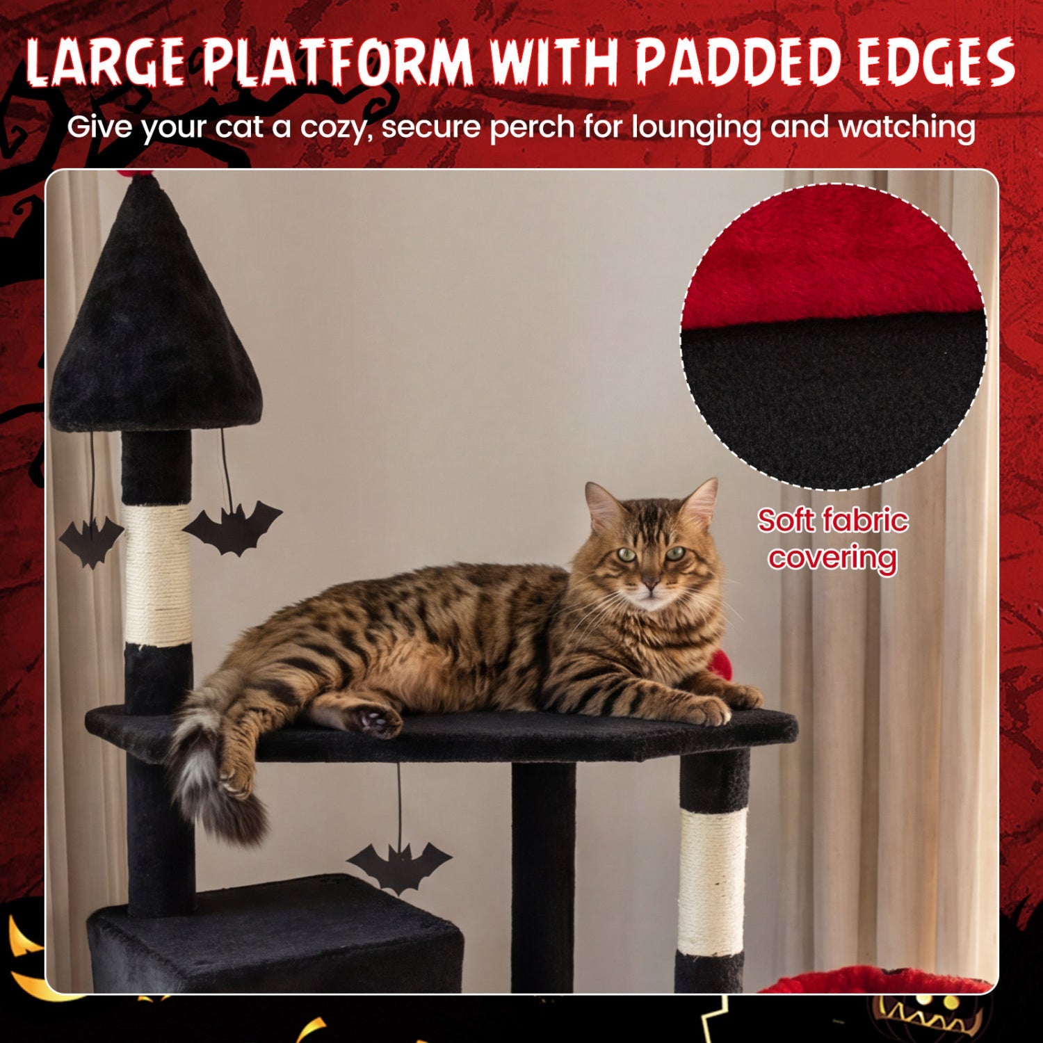 75 Inch Gothic Cat Tree with 2 Condos and Top Perch for Large Cats 20+ LBS