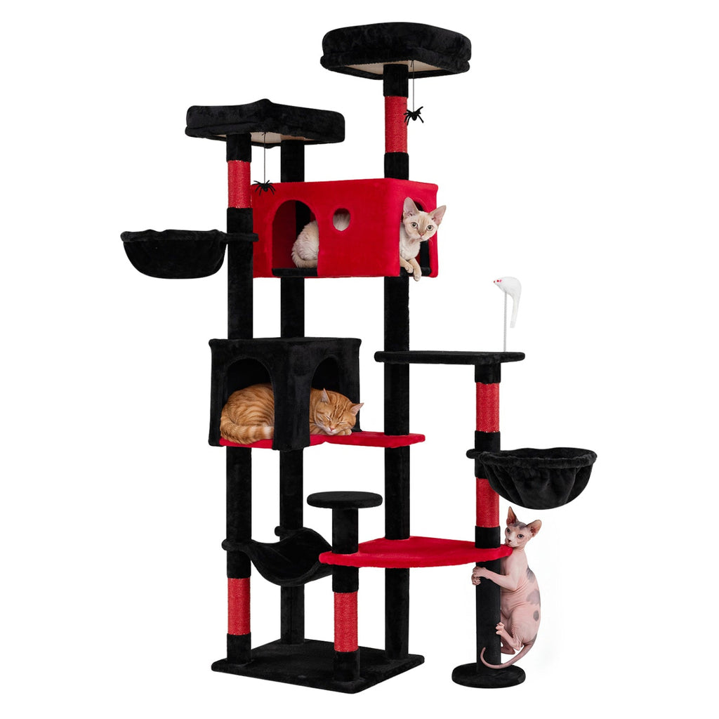Gothic Cat Tree 75 Inch with Dual Perches and Houses