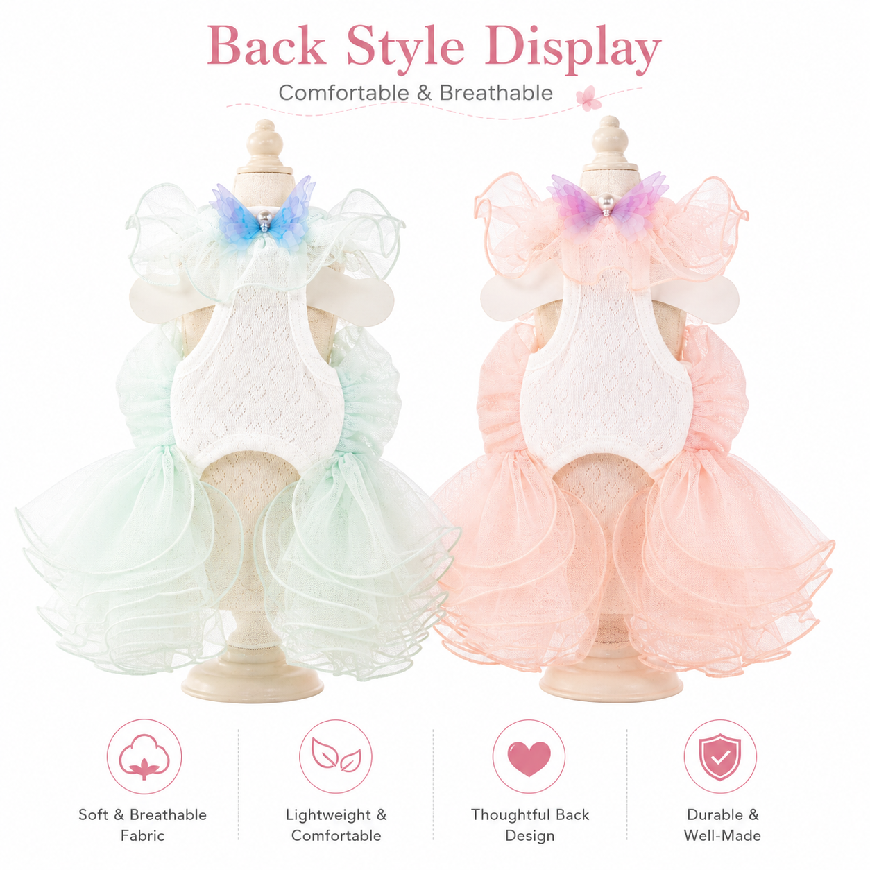 Butterfly Fairy Princess Dog Dress | Luxury Tulle Pet Party Dress