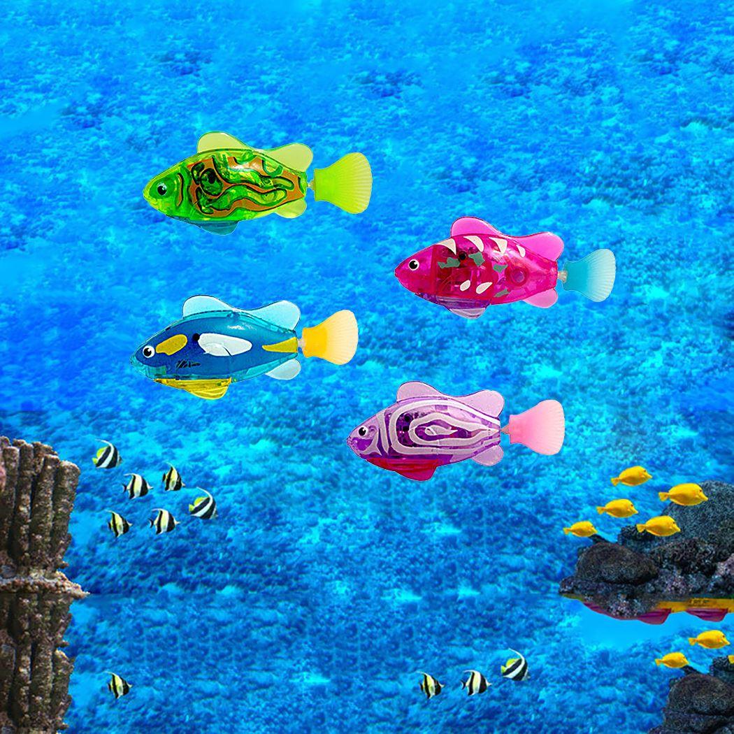 Led Light Swimmer: Interactive Pet Fish Electronic Cat Toys With Grass Set
