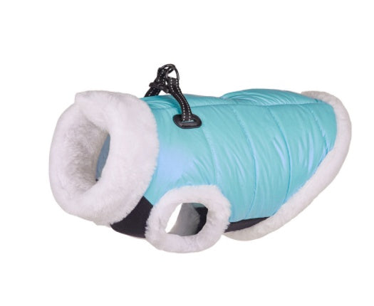 Pet Anti-light Warm New Article Clothing Winter Dog Down Jacket Waterproof Pets Clothes For Small Dogs Light Blue Fluff two feet