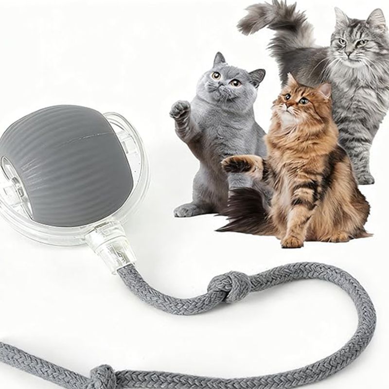 Cat Interactive Ball Toys Automatic Rolling Ball For Kitten Rechargeable Smart Pet Electric Toys With Teaser Sensor Cat Ball Toy Grey