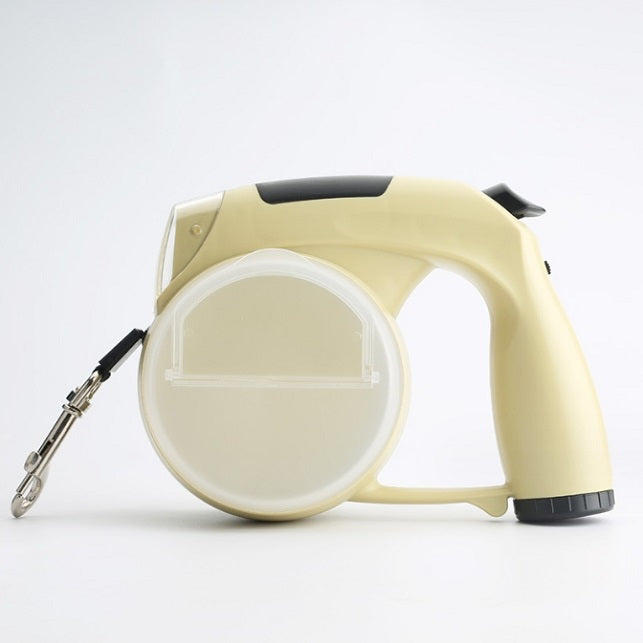 5 In 1 Multifunctional Dog Waterproof Automatic Led Retractable Leash with Poop Bag Yellow
