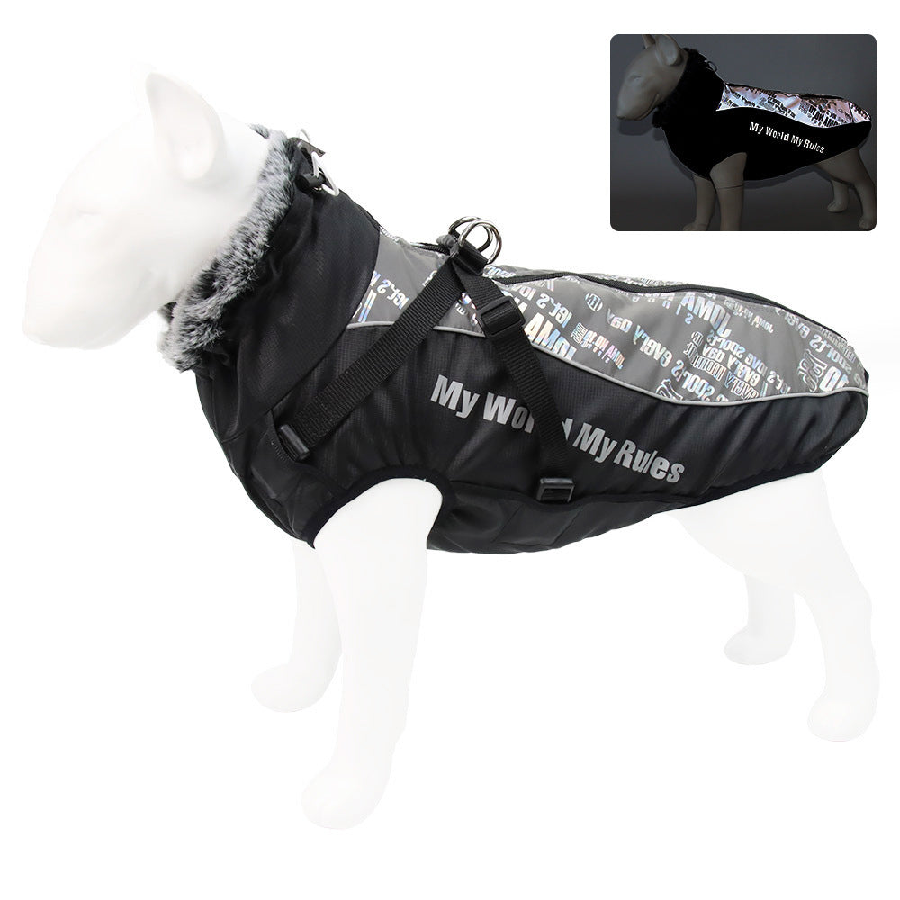 New Large Pet Warm Reflective Dog Thickened Coat Vest Jacket White