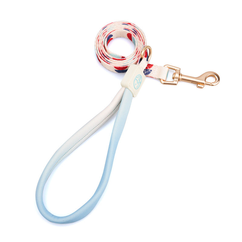 Fashion Y-shaped Chest Strap Pet Supplies Dog Leash Blue white traction rope