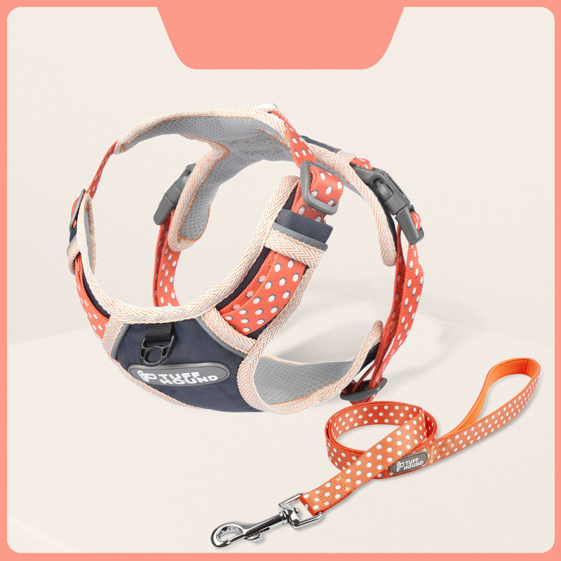 Fashion Minimalist Dog Chest Harness & Leash Set – Nylon | XS–XL | 4 Colors Orange