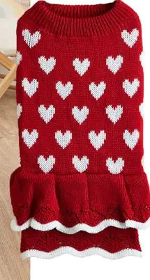 Festive Princess Dress Sweater for Dogs at Christmas New Red S
