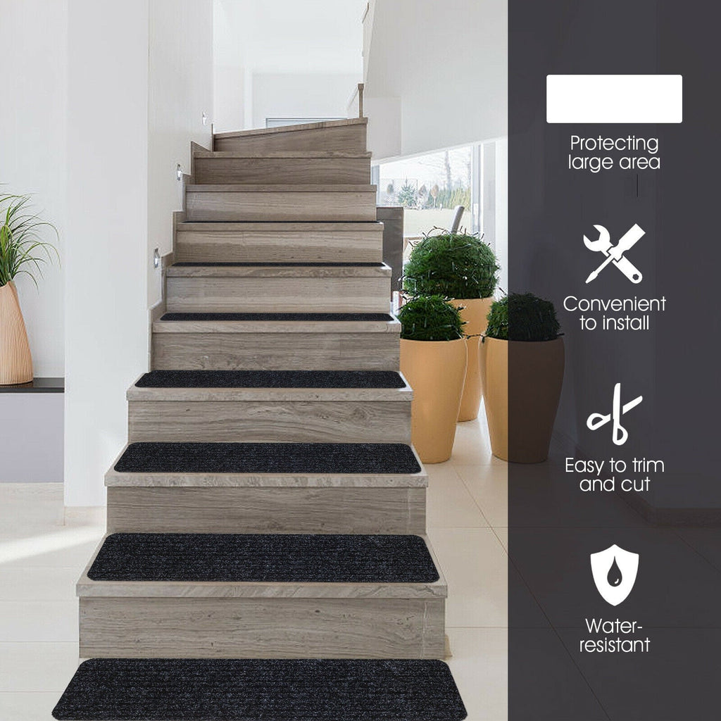 15 Pieces 30 x 8 Inch Slip Resistant Soft Stair Treads Carpet